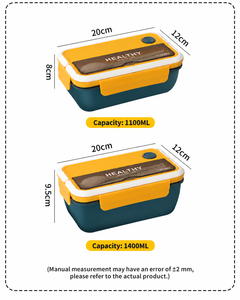 Boîte à lunch divisée de style japonais et coréen, récipient bento en plastique compatible micro-ondes, boîte alimentaire rectangulaire pour la conservation des aliments - Product Image 2