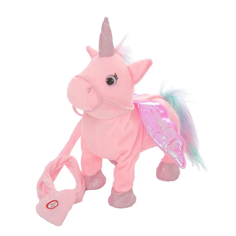 Wholesale New Design Custom Plush Unicorn Walking Talking Plush Unicorn Toy with Leash