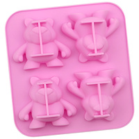 Moule à gâteau en silicone en forme d'ours fraise, nouveau style, 725, 4 trous, pour savon, fabrication artisanale de résine, moule à bougie, réutilisable, pour la pâtisserie à domicile