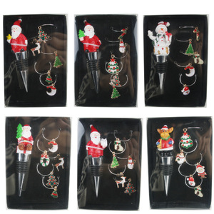 Christmas Wine <b>Stopper</b> Kit With 5 <b>Bottle</b> Rings Metal <b>Bottle</b> <b>Stopper</b> For Holiday Party Decoration Set - Product Image 5