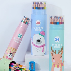 Ensemble de crayons de couleur personnalisés avec logo, motifs de dessins animés multicolores, papeterie - Product Image 1
