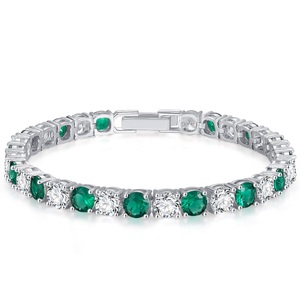 Haute qualité argent 4mm 5mm Zircon classe Tennis Bracelet chaîne bijoux de mode pour les femmes Style classique plaqué or Rhodium - Product Image 3