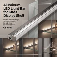Éclairage linéaire LED pour étagère en verre, profil en aluminium DC 12V, éclairage de vitrine YB2004-25-1