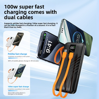 Batterie externe personnalisée certifiée CE, 100W, charge super rapide, affichage numérique LED, ultra-mince, lithium polymère, grande capacité 10000mAh