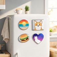 Aimants de réfrigérateur carrés en aluminium personnalisés, motifs animaux mignons (ours, renard, panda, chat), imprimés, durables, cadeaux promotionnels
