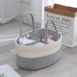Large Cotton Rope Nursery Storage Bin Baby Diaper Caddy Organizer with Removable <strong>Inserts</strong> Foldable <strong>Wardrobe</strong> or Bathroom Cabinet - Product Image 3