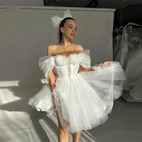 Robe de mariée simple à manches courtes, style A-line, blanche, bouffante, taille plus, dos en dentelle sans bretelles, commerce extérieur, Europe, États-Unis, S4185L