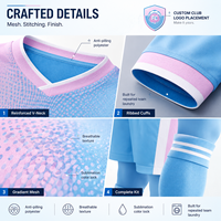 Maillot de football personnalisé rose et bleu Elite avec maille dégradée, uniforme de football professionnel pour l'entraînement et les matchs des équipes de club