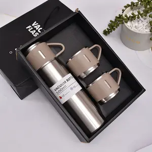 Corporate Business Thermos Mug Set Drinkware Set Thermos Vacuum Flask Stainless Steel Water Bottle Custom Logo Luxury With 2 Cup