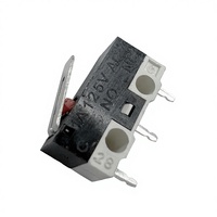 Micro-interrupteur de fin de course PCB L8.0mm, mini-bouton poussoir à levier, contact rouge, 3 broches droites, noir/blanc, cuivre, plastique, 250V 3A