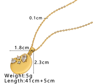 Kalung Wanita Liontin Gaya Trendi <span class=keywords><strong>2026</strong></span>, Zirkon Cermin Oval Poles Tidak Beraturan, Baja Anti Karat 18K - Product Image 4