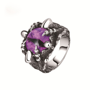 Bague de mode en acier inoxydable titane 316L vintage avec pierre précieuse délicate, œil de Horus, œil du <span class=keywords><strong>diable</strong></span>, style hip-hop punk gothique, vente en gros pour hommes, nouveauté - Product Image 1