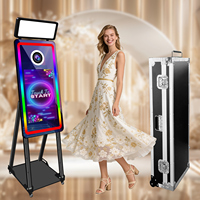 Kleiner Magischer Spiegel Fotoautomat mit 21,5 Zoll Touchscreen Selfie-Spiegel Fotobox-Kiosk LED-Rahmen Foto-Spiegelautomat