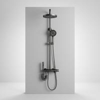 Meilleures ventes 2026 Ensemble de douche mural pour salle de bain en laiton et aluminium spatial avec étagère et pommeau de douche rond
