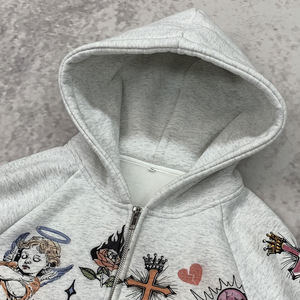 Pull à capuche de haute qualité unisexe Designer personnalisé sérigraphie sweat à capuche zippé Streetwear Tech polaire sweat à capuche zippé surdimensionné - Product Image 3