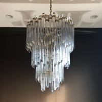 Lustre en verre personnalisé de luxe moderne pour villa, style cascade, idéal pour mariage français, banquet et escalier