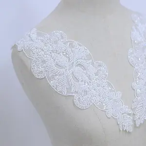 Stickerei Spitze Kragen Perle Perlen Blumen trim Spitze Applique motive für Hochzeit Kleid
