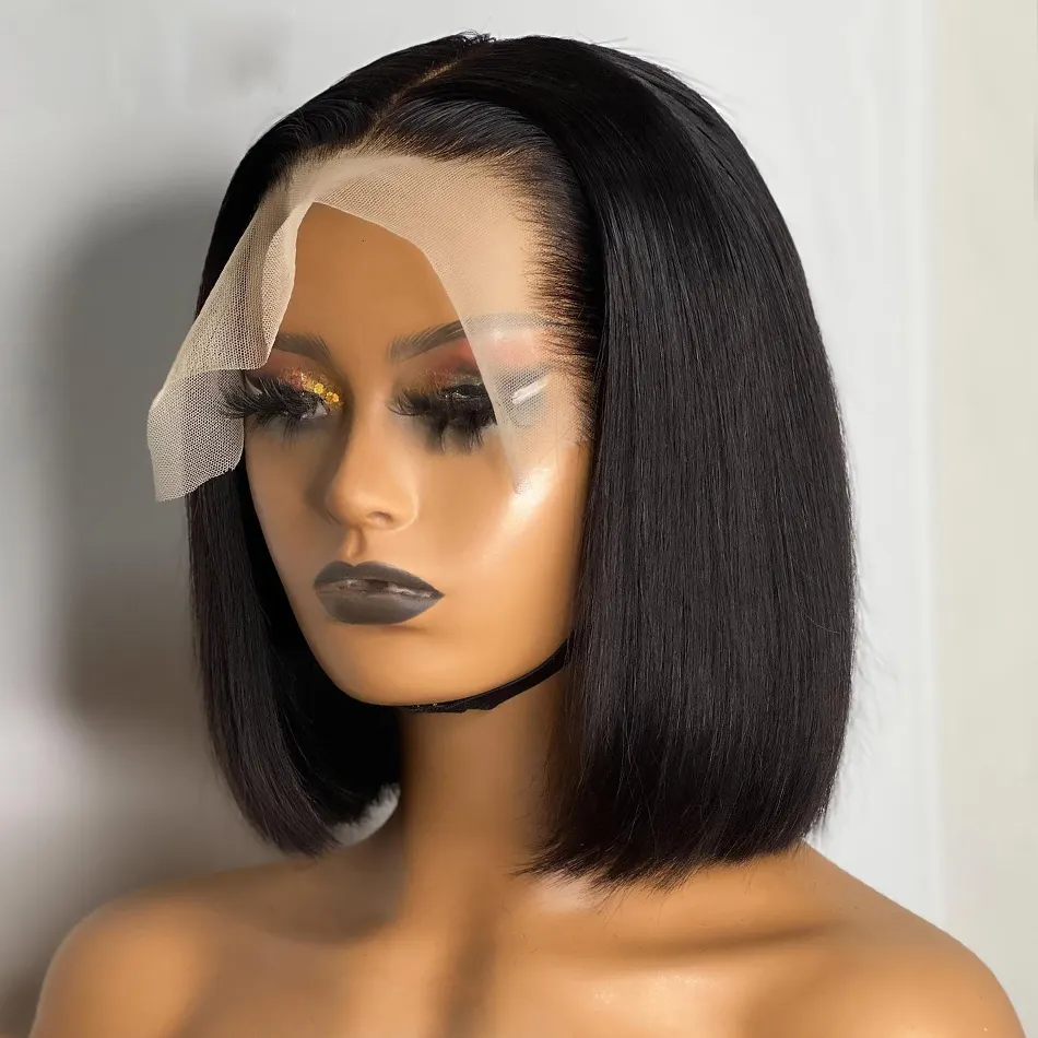 Wholesale Peruvian Short Bob Glueless Wigs Human Hair Lace Front Wigs For Black Women Straight Hd Lace Frontal Wigs Human Hair