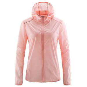 Women Summer Sun Protection Clothing UPF50 Ice Silk Thin Breathable Hooded Skin <b>Jacket</b> Solid Color Outdoor Wear - Product Image 1