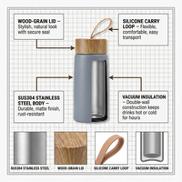 Botol air termal Mug termos anak-anak vakum anak-anak baja tahan karat dinding ganda kustom baru dengan silikon abu-abu atau tali