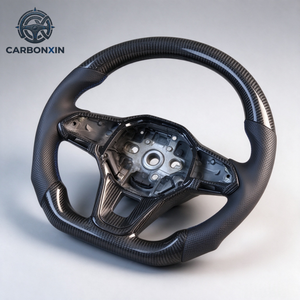 Volante Deportivo Personalizado de Cuero y Fibra de Carbono Forjada para VW Golf 8 MK8 R-line GTI con Alcántara, Sin Airbag - Product Image 4