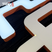 Lettres en relief LED sans cadre, film translucide 3M, face en acrylique éclairée par l'avant, côtés en acier inoxydable, décoration publicitaire personnalisée