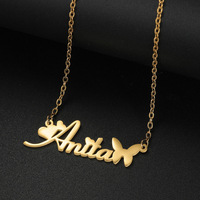 Collier pendentif papillon plaqué or personnalisé en acier inoxydable pour dropshipping POD – Bijou personnalisé pour usage quotidien