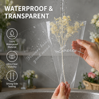 Sacs d'emballage transparents pour bouquets de roses, durables, avec logo personnalisé, impression en gravure, pochettes en BOPP pour fleurs, avec trous d'aération