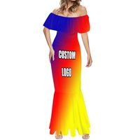 Vente en gros 2023 robes de soirée personnalisées robe longue de fête drapeau national Haïti sexy robes de demoiselle d'honneur sirène à épaules dénudées
