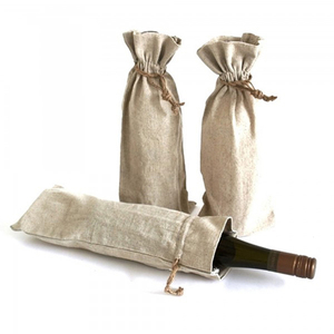 Sac en jute personnalisé pour bouteille de vin, sac cadeau de mariage en toile de jute, sac d'emballage réutilisable pour festival, banquet de mariage, fête d'anniversaire - Product Image 5