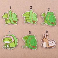 Patch Bordir Kain Non-Woven Resin untuk Disetrika Desain Kartun Hewan Lucu Katak Siput Kedatangan Baru DIY Pakaian