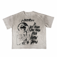 T-shirt pour homme en coton vintage lavé avec impression de logo graphique personnalisé, coupe ample, streetwear, confortable