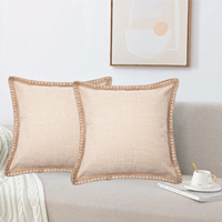 Housse de coussin en polyester doux avec fermeture éclair invisible, coutures écologiques, lavable, avec bordure raffinée