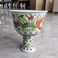Tasse en céramique et porcelaine à pied haut, motif de fruits colorés peints à la main, style Art déco