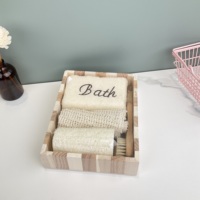 5 pièces de fournisseur de bain en stock éponges et épurateurs de bain en bois coffret cadeau de douche de spa
