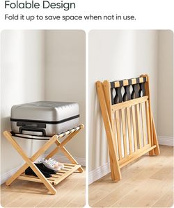 Valise en <span class=keywords><strong>bambou</strong></span> à 5 sangles en nylon avec étagère à chaussures, porte-bagages <span class=keywords><strong>pliable</strong></span> pour chambre à coucher, hôtel et salle de bain, vente en gros - Product Image 4