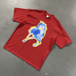 T-shirt imprimé en coton lourd 100% (305g) à manches courtes, série Nouvel An, motif Cheval, ODM/OEM - Product Image 2