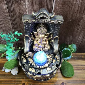 Religiöser Desktop-Brunnen Fengshui Skulptur Buddha-Brunnen für Zen Laxmi Indoor Garden Ganesh Statue Brunnen