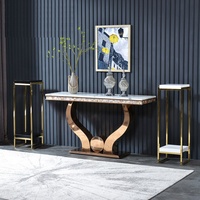 Table console victorienne de haute qualité en acier inoxydable doré en forme de cœur pour couloir d'hôtel