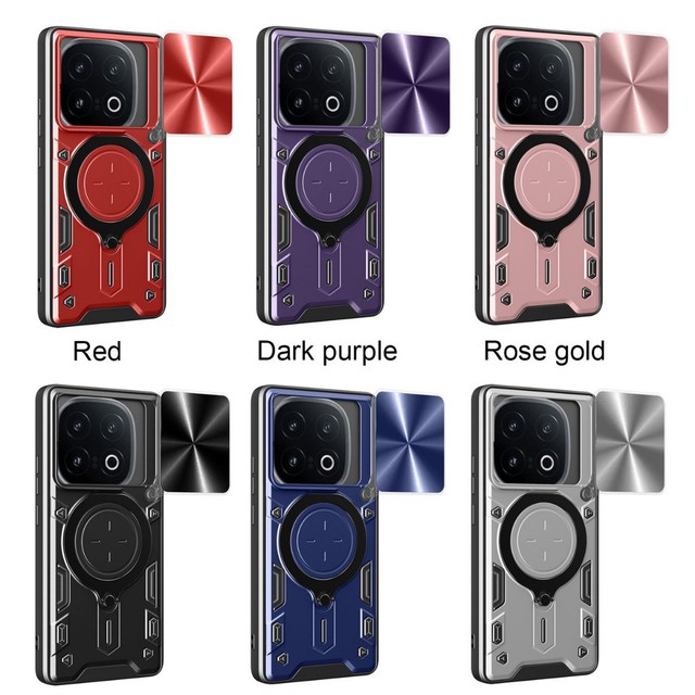 Factory Direct IQOO13 Mobile Phone Case with Creative Armor Design Anti-Fall Big Ring Bracket Magnetic Home & Car Grip