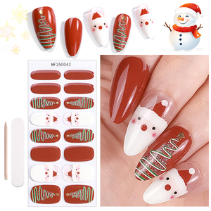 Nueva llegada Navidad Gel Nail Stickers Semicurado Diseño de dibujos animados UV Nail Wraps Suministro al por mayor Impermeable y de larga duración - Product Image 2