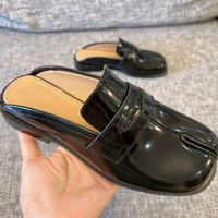 Nouveaux Mocassins Tabi en Cuir Véritable et Daim pour Hommes et Femmes, Chaussures Plates à Enfiler pour le Bureau, Hiver Automne, Semelle en Caoutchouc
