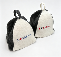 Chapeau de sauna en feutre de laine brodé avec la phrase « I Love Sauna », design bicolore, structure intérieure, accessoire pour fête de sauna