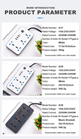 Prise électrique de commerce électronique transfrontalier de nouvelle conception 4/6 prises et 3 multiprises USB Bande d'extension nominale 10A