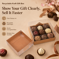 Petite boîte cadeau en kraft avec couvercle transparent, emballage personnalisé recyclable pour bijoux, savon, biscuits, bougies et cadeaux