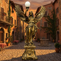 Statue de déesse classique en bronze – Sculpture féminine hellénistique moulée à la cire perdue avec piédestal orné, Statue en bronze