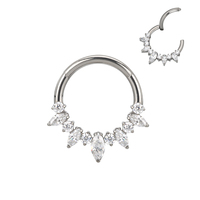GZN cincin hidung mode lingkaran bulat Clicker G23 Titanium Marquise CZ segmen alternatif cincin tindik perhiasan grosir
