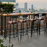 Table de bar murale moderne en fer forgé Table longue avec tabouret haut pour la maison Balcon Chaise en métal personnalisable