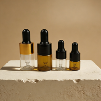 Vente en gros de flacons en verre de 1 ml, 2 ml, 3 ml, 4 ml, 5 ml, petits flacons en verre, petits flacons compte-gouttes en verre pour huile essentielle, flacon compte-gouttes cosmétique