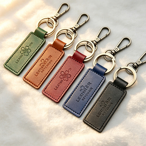 Vintage PU Leather <b>Key</b> Strap Custom Logo Metal Swivel Hook Leather Keychain Car <b>Bag</b> Hanging Ornament Wholesale - Product Image 5